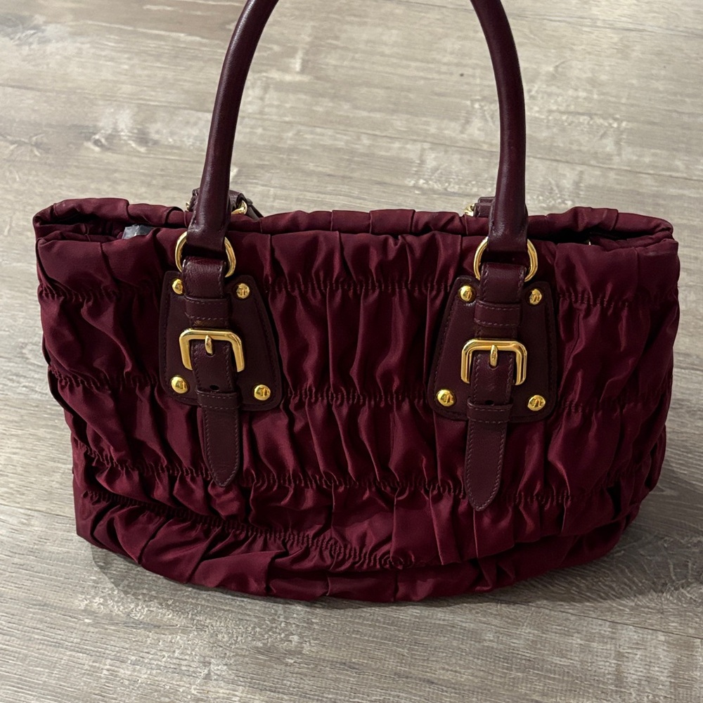 Prada Maroon Gathered Satchel - Picture 4 of 13